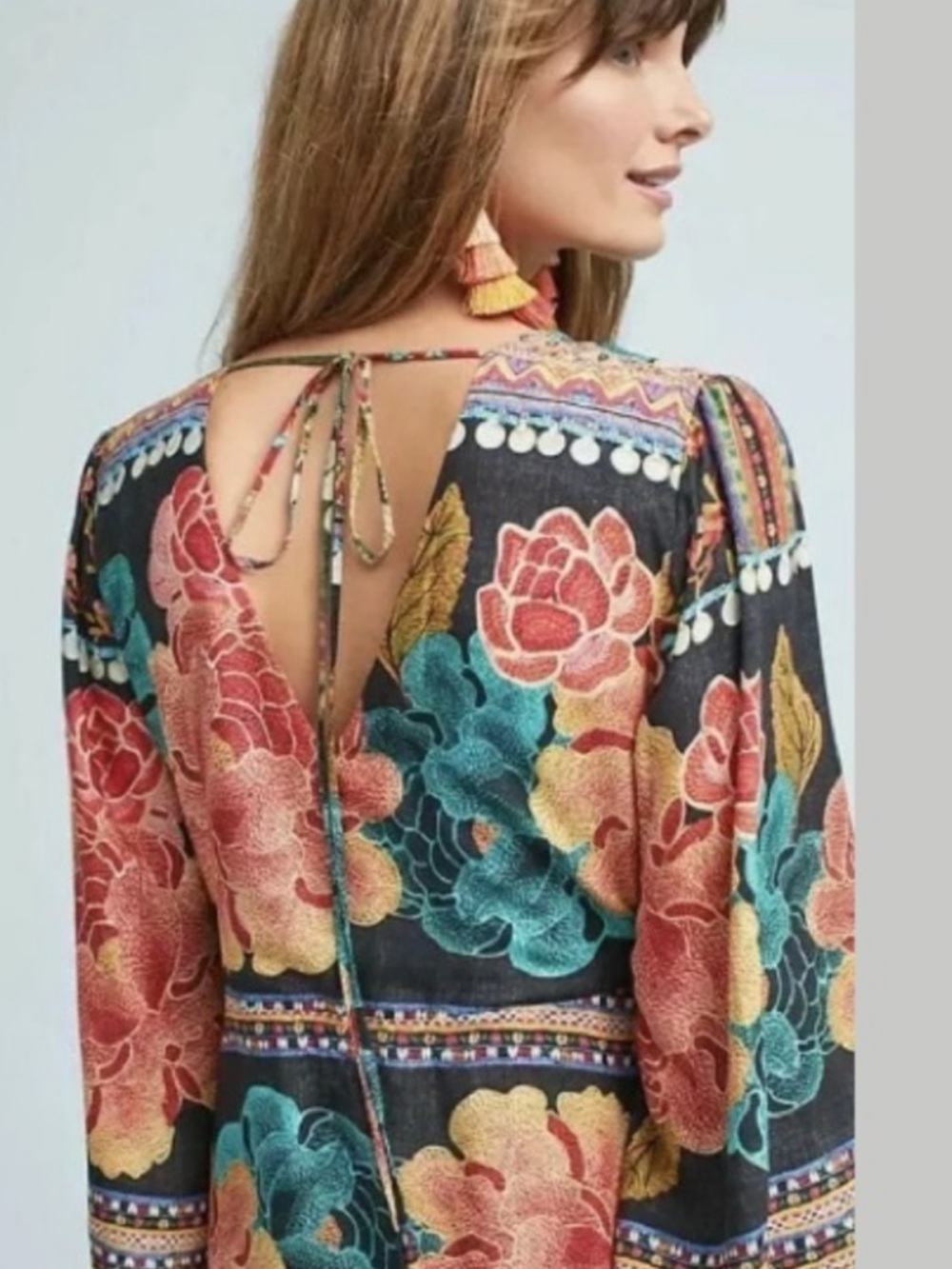 FARM Rio Rosario Maxi Dress Anthropologie Vibrant Floral & Geometric Print Sz L - Picture 3 of 12